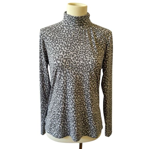 J MCLAUGHLIN NORA TOP TURTLENECK CHEETAH CASUAL CHIC TRANSITIONAL PIECE M - Picture 3 of 12